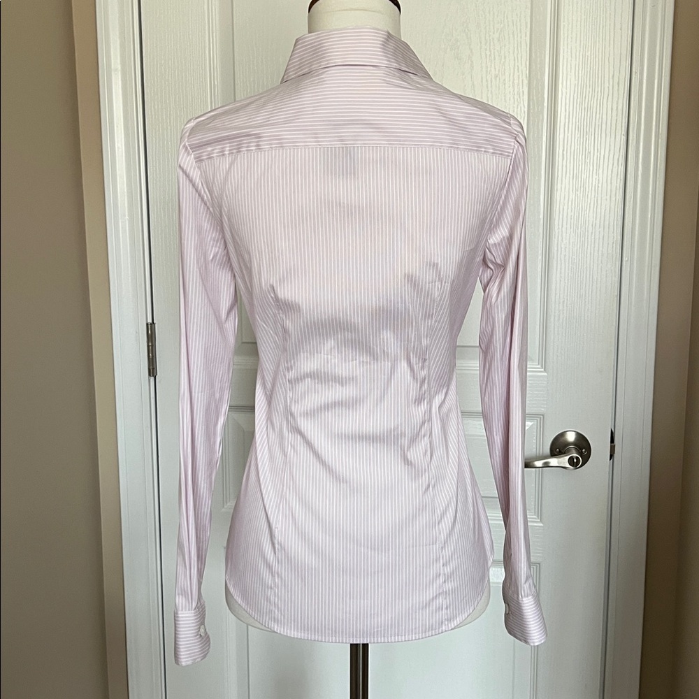 NWT Ann Taylor pink striped button down shirt 00P - Picture 2 of 4
